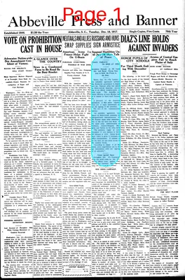 Page thumbnail for The Abbeville Press And Banner