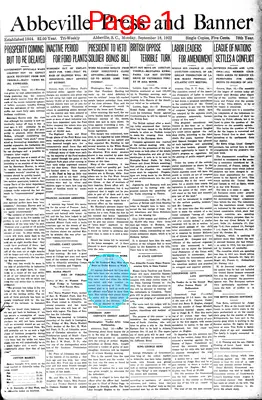 Page thumbnail for The Abbeville Press And Banner