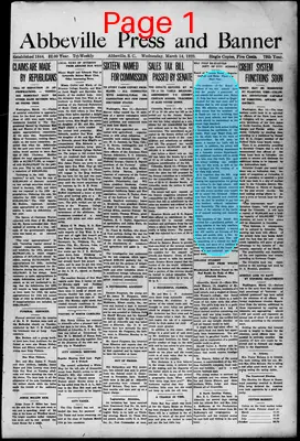 Page thumbnail for The Abbeville Press And Banner