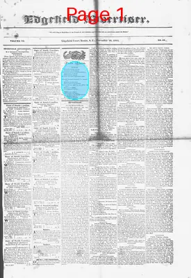 Page thumbnail for Edgefield Advertiser