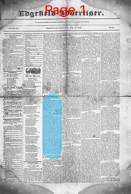 Page thumbnail for Edgefield Advertiser