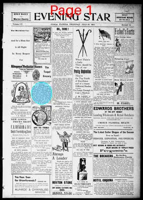 Page thumbnail for The Ocala Evening Star