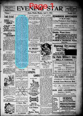 Page thumbnail for The Ocala Evening Star
