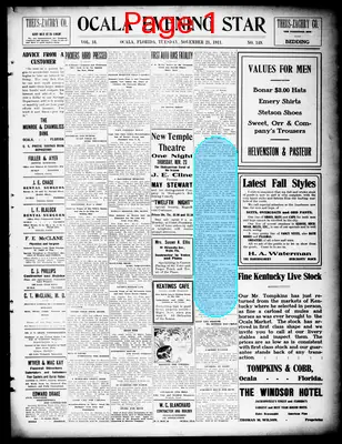 Page thumbnail for The Ocala Evening Star