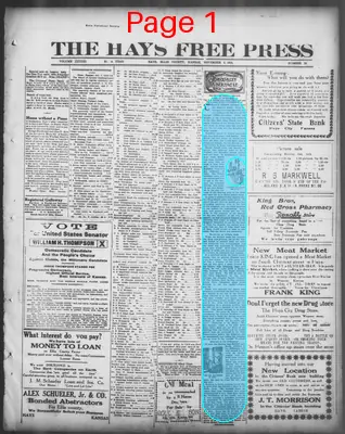 Page thumbnail for The Hays Free Press