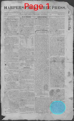 Page thumbnail for Harpers Ferry Free Press