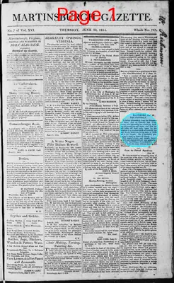 Page thumbnail for Martinsburgh Gazette