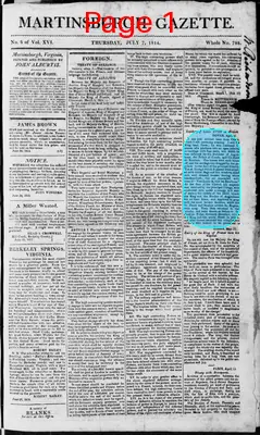 Page thumbnail for Martinsburgh Gazette