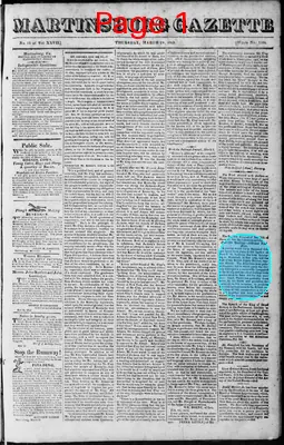 Page thumbnail for Martinsburgh Gazette