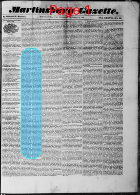 Page thumbnail for Martinsburg Gazette