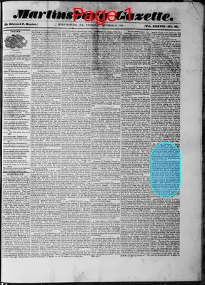 Page thumbnail for Martinsburg Gazette