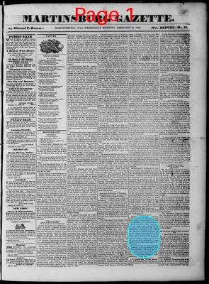 Page thumbnail for Martinsburg Gazette