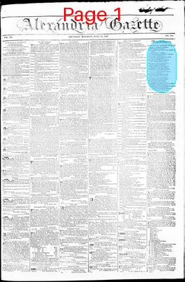 Page thumbnail for Alexandria Gazette