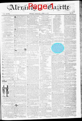 Page thumbnail for Alexandria Gazette