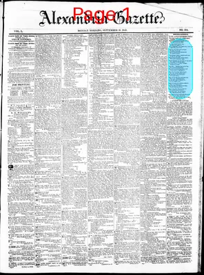 Page thumbnail for Alexandria Gazette