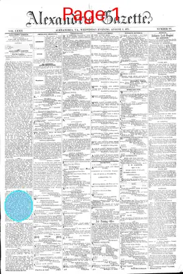 Page thumbnail for Alexandria Gazette
