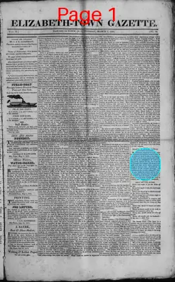Page thumbnail for Elizabeth Town Gazette