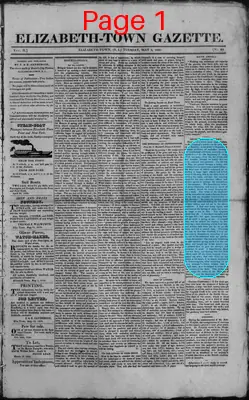 Page thumbnail for Elizabeth Town Gazette