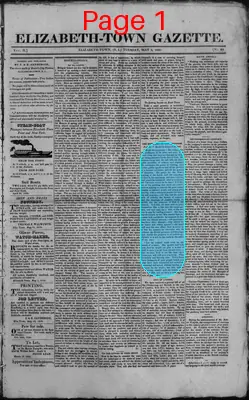 Page thumbnail for Elizabeth Town Gazette