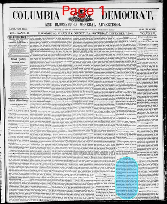 Page thumbnail for Columbia Democrat And Bloomsburg General Advertiser