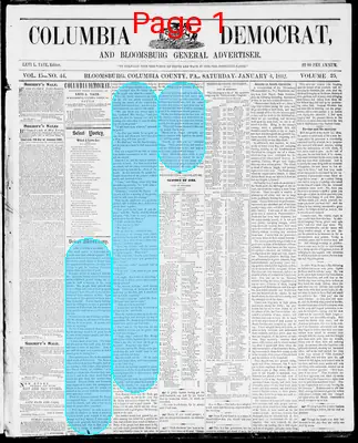 Page thumbnail for Columbia Democrat And Bloomsburg General Advertiser