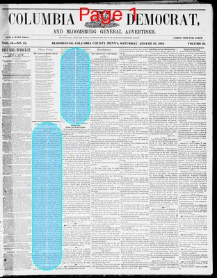 Page thumbnail for Columbia Democrat And Bloomsburg General Advertiser