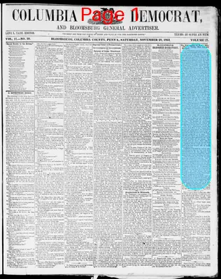 Page thumbnail for Columbia Democrat And Bloomsburg General Advertiser