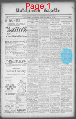Page thumbnail for Hutchinson Gazette