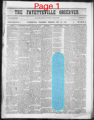 Page thumbnail for Fayetteville Observer