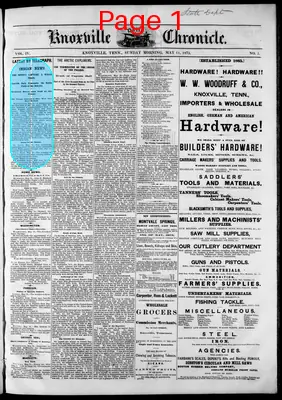 Page thumbnail for Knoxville Daily Chronicle