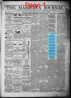 Page thumbnail for The Marietta Journal
