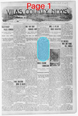 Page thumbnail for Vilas County News