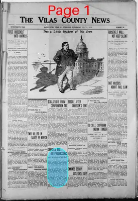 Page thumbnail for Vilas County News