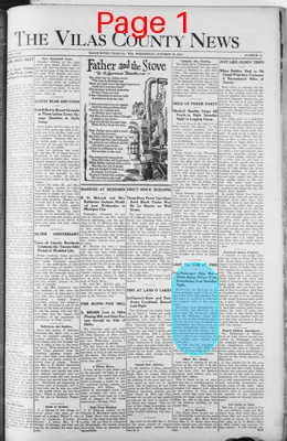 Page thumbnail for Vilas County News