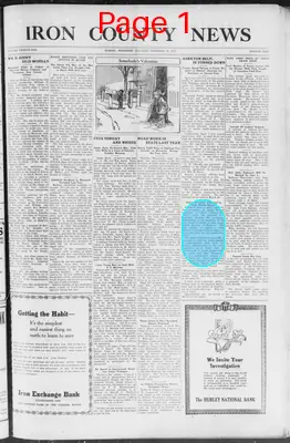 Page thumbnail for Iron County News