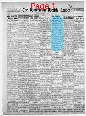 Page thumbnail for The Watertown Weekly Leader