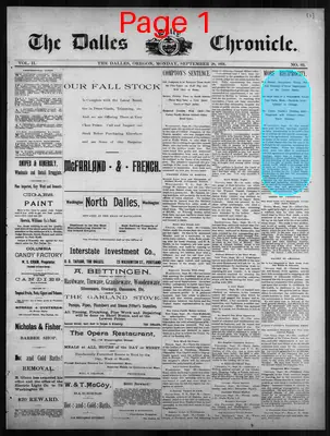 Page thumbnail for The Dalles Daily Chronicle