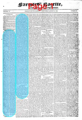 Page thumbnail for Farmers' Gazette, And Cheraw Advertiser