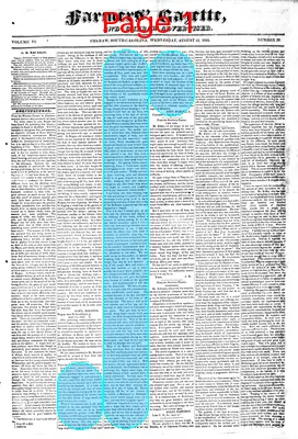 Page thumbnail for Farmers' Gazette, And Cheraw Advertiser
