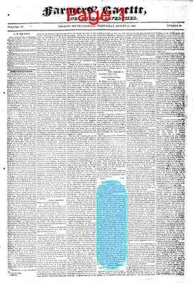 Page thumbnail for Farmers' Gazette, And Cheraw Advertiser