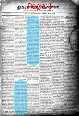 Page thumbnail for Farmers' Gazette, And Cheraw Advertiser