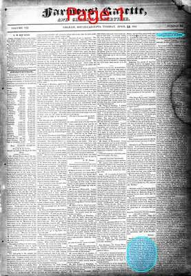 Page thumbnail for Farmers' Gazette, And Cheraw Advertiser