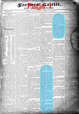 Page thumbnail for Farmers' Gazette, And Cheraw Advertiser