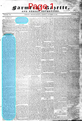 Page thumbnail for Farmers' Gazette, And Cheraw Advertiser