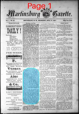 Page thumbnail for Martinsburg Daily Gazette