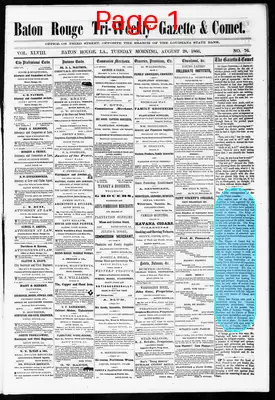 Page thumbnail for Baton Rouge Tri Weekly Gazette & Comet
