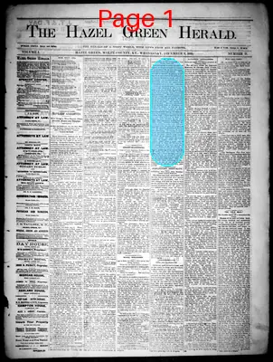 Page thumbnail for The Hazel Green Herald