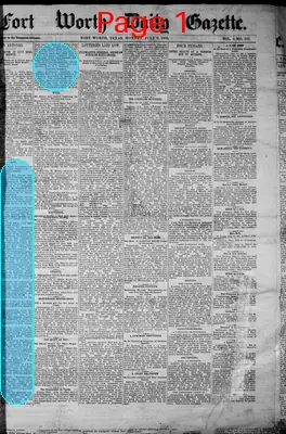 Page thumbnail for Fort Worth Daily Gazette