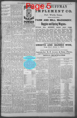Page thumbnail for Fort Worth Daily Gazette