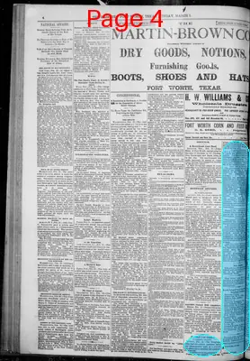 Page thumbnail for Fort Worth Daily Gazette